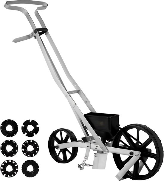 Strooiwagen 78-84cm - Graszaad - Zaaimachine - 6 Zaadplaten - Met Rijmarkering & Wielen van Kinzo