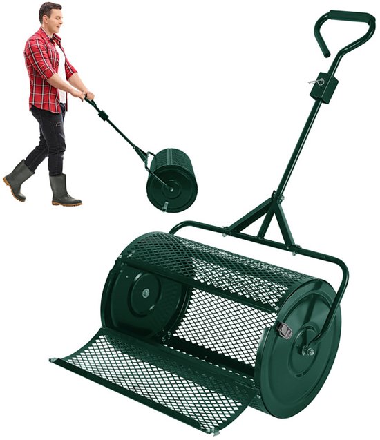 Strooiwagen gazon strooier 75L 60×40 cm – Voor tuin en gazon in elk seizoen, groen van Merkloos	