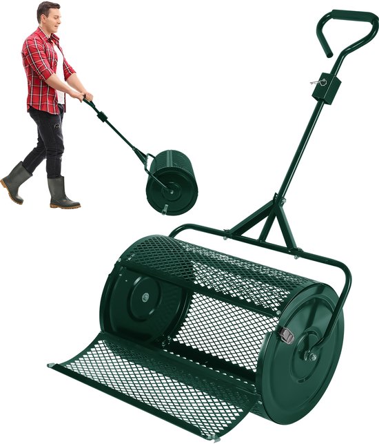 strooiwagen met T-greep compoststrooier gazontuin kunstmeststrooier voor zout kunstmest gazon gritzaad groen van Merkloos	