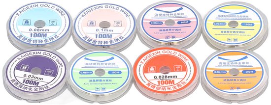 stuks LCD-schermscheidingsdraad van wolfraamlegeringstaal 0,028 0,03 0,035 0,04 0,05 0,06 0,08 0,1 mm snijdraad van Merkloos	