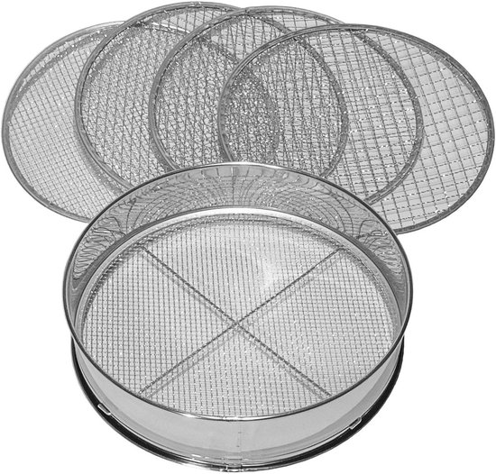 Stunq® Siebmeister 5000 Tuinzeef - 5-delige Set met Wisselbare Zeefroosters - Diameter 30cm van Merkloos	