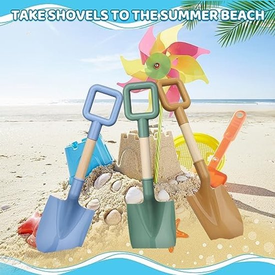 Stunq® strand Schop Strandschep Set voor Kinderen - 3 Delige Zandbak Schepjes met Houten Handvat