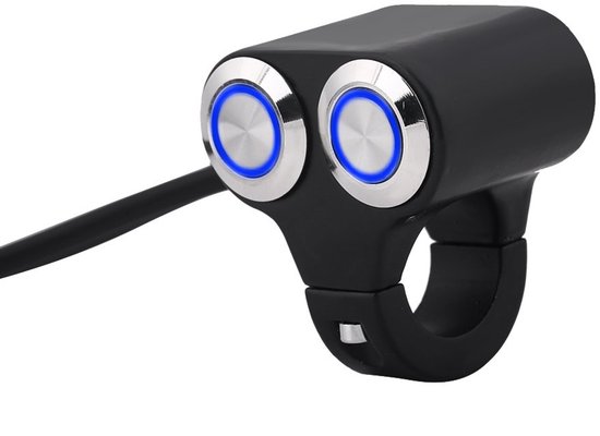 Stuurschakelaar 7/8 inch 22 mm - Universele motorfiets - Remkoplamp aan/uit met controlelampje - Motorfiets stuur accessoires van Merkloos	