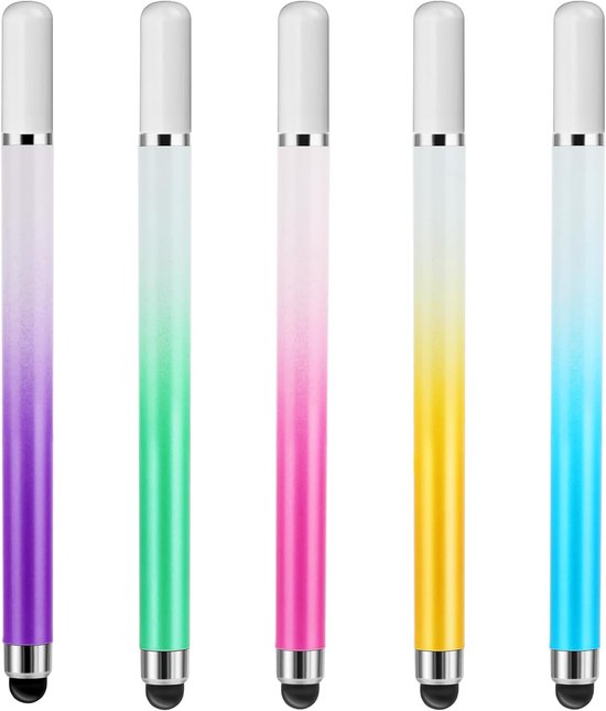 Stylus pennen voor touchscreens - 5 stuks - universele 2-in-1 stylus pen - hoge precisie en gevoeligheid voor pad - telefoon - smartphone en tablets - alle universele touchscreen apparaten van Merkloos	