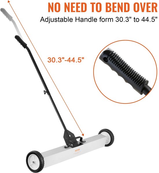 SucceBuy Magnetische Veegmachine - Rolbare Opraaptool - Telescopische handgreep - Breed bereik van 91 cm - Verstelbare handgreep van 77-113 cm van Merkloos	