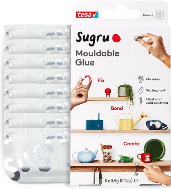 Sugru kneedbare lijm van tesa, 8-pack (8 x 3,5 g) in wit van tesa