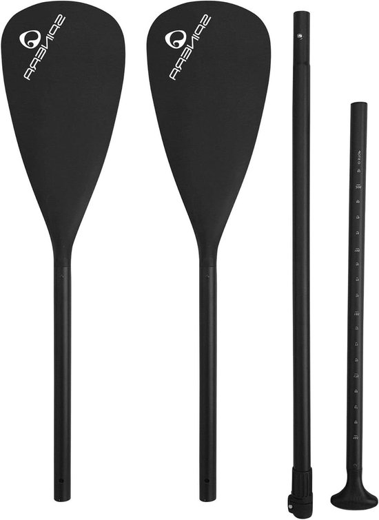 Sup en Kayak Peddel - Watersport Peddel - Peddelen op water - 4-delig ontwerp - 100-180 cm - Zwart