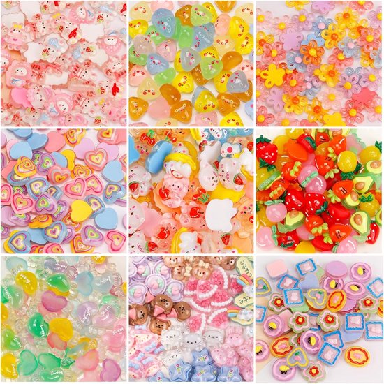 Super Cute Slime Charms - 100pcs Mixed Set Candy Resin Flat Back Animals 3D Nail Decoration voor DIY Crafts en Scrapbooking van Merkloos	