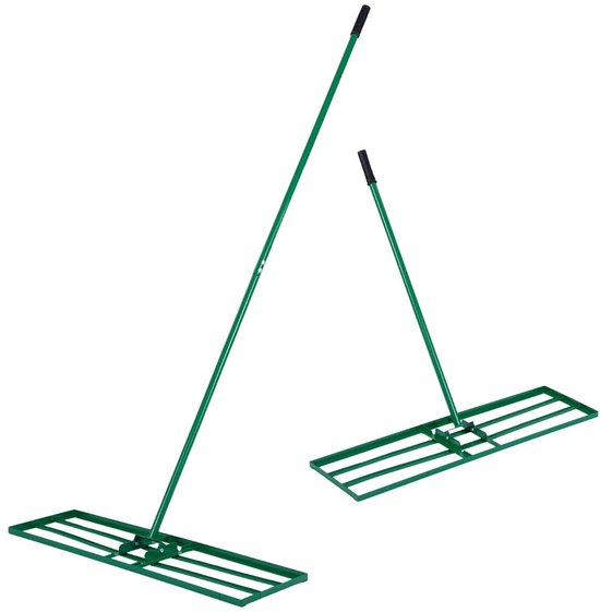 SureDeal® - Tuingereedschap - Gazonrakel Nivelleerhark - Gazon Robuust Gazongereedschap - Ergonomische Steel Gazonhark - Tuin - 91x25 cm - Groen