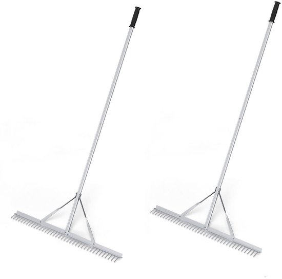 SureDeal® - Tuingereedschap - Twee Aluminium Tuinharken - Lange Steel - Tanden - 91x10x174 cm - Zilver