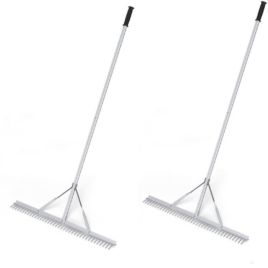 SureDeal® - Tuingereedschap - Twee Aluminium Tuinharken - Lange Steel - Tanden - 91x10x174 cm - Zilver van suredeal