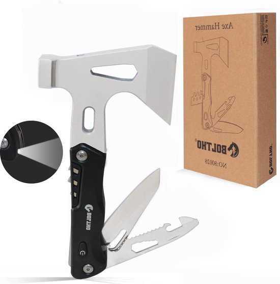 Survivalkit multitool - roestvrij staal - multifunctioneel gereedschap - hamergereedschap - hamer bijl - led zaklamp - outdoor camping survivalgadgets - campingaccessoires - cadeaus voor mannen van Merkloos	