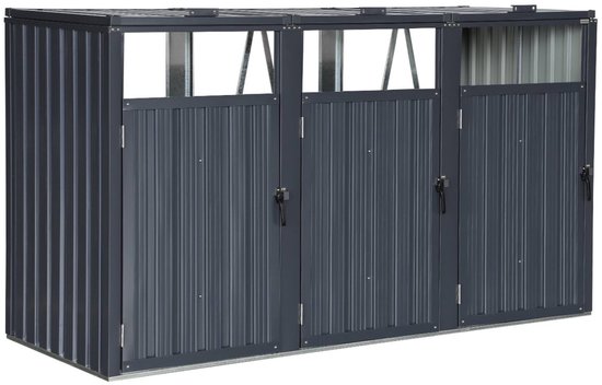 sweeek - Grijs gegalvaniseerd stalen afvalhok - verkrijgbaar in 3 maten van Merkloos	