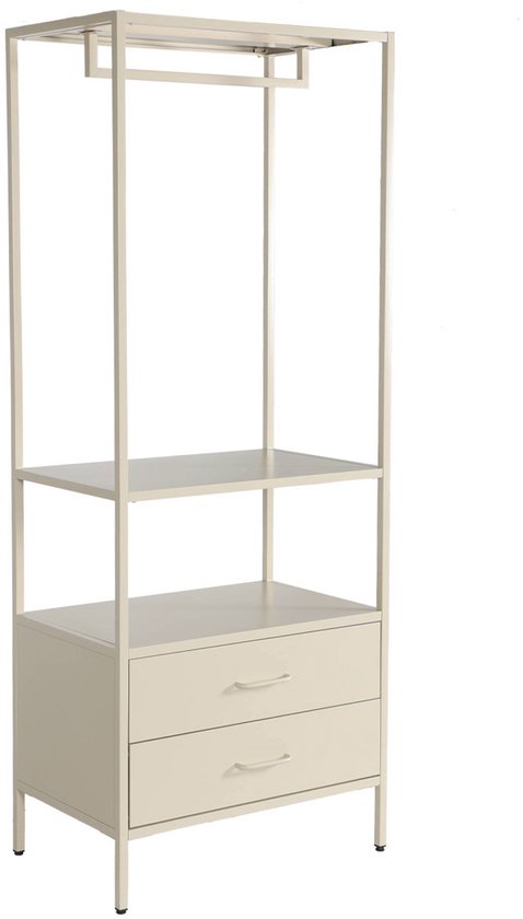 sweeek - Open kast met hangruimte open vak en 2 lades metaal 70cm, kapstok - idaho van Merkloos	