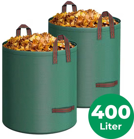 Syllio Tuinafvalzak - 2 Stuks - 2x 400 Liter - Waterdicht - Tuinafvalzak Opvouwbaar - Tuinzak - Bladzak van Syllio