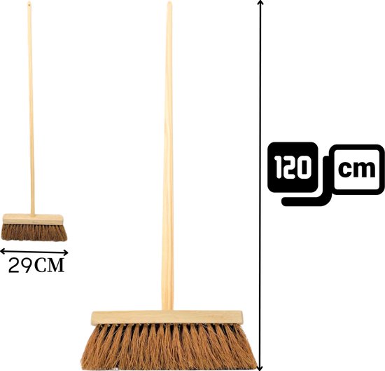 Synx Tools bezem binnenBezem kokos 29 cm - Zaalveger - Cocos bezem incl. steel 120cm - Zachte bezems haren - Tuin - Veger - Schoonmaken - bezem van Synx Tools