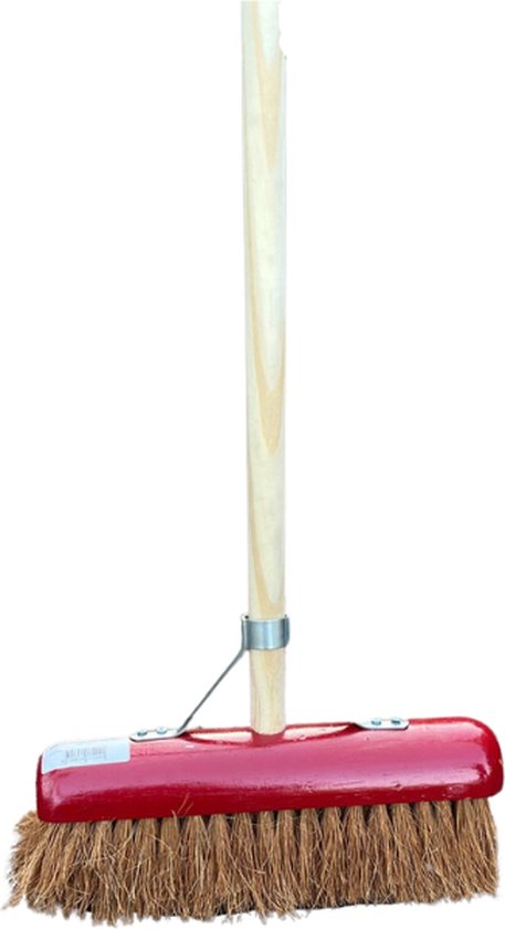 Synx Tools Bezem coco Zaalveger 30cm - Kokos bezem Rode kap - Kamerveger Met Steel 150 cm -Kokos haren - Bezem binnen - Veger van Synx Tools