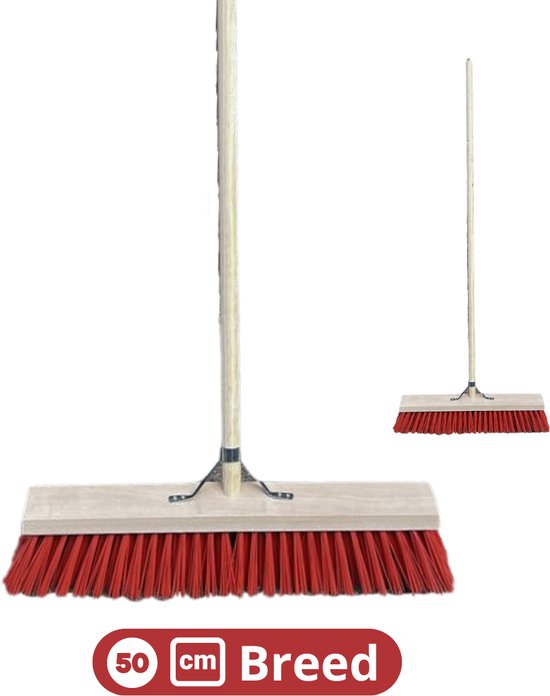 Synx Tools bezem Nylon Straatbezem 50cm - Bezem- Veger - Stadsbezem - Buitenbezem - Tuinartikelen - Bezem met steel 150cm - Buiten bezems - veger - Schoonmaken van Synx Tools