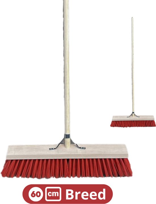 Synx Tools bezem Nylon Straatbezem 60cm- Buiten Bezems - Straatbezem Kunststof haren -Bezem met steel 150 cm - Schrobborstels - Buitenbezem van Synx Tools