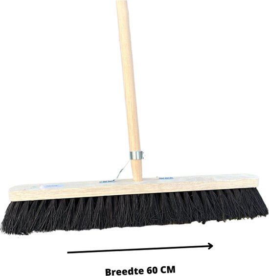 Synx Tools bezem Stadsbezem Straatbezem 60 CM - Colombo Bezem - Natuurvezel haren - Straatbezem haren - Bezems Buiten - Schrobborstels - Buitenbezem - schoonmaakartikelen - Incl. Steel 150cm van Synx Tools