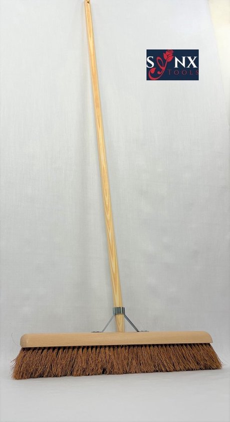 Synx Tools Bezem Zaalveger - Cocos 60 cm - Zachte binnen Bezem - Veger - Bezemsteel - Tuin - Schoonmaken - Cocosharen - Zachte bezems met steel 160cm van Synx Tools
