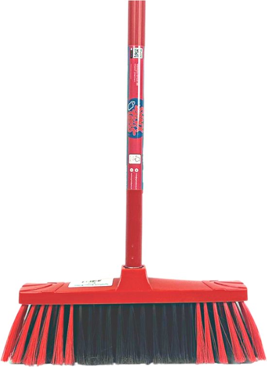 Synx Tools Binnenbezem Rood - Zachte Bezems - Kamerveger - Veger / Zachte Bezem met Steel 130cm - Binnen Bezem - Veger - Schoonmaken Besem van Merkloos	