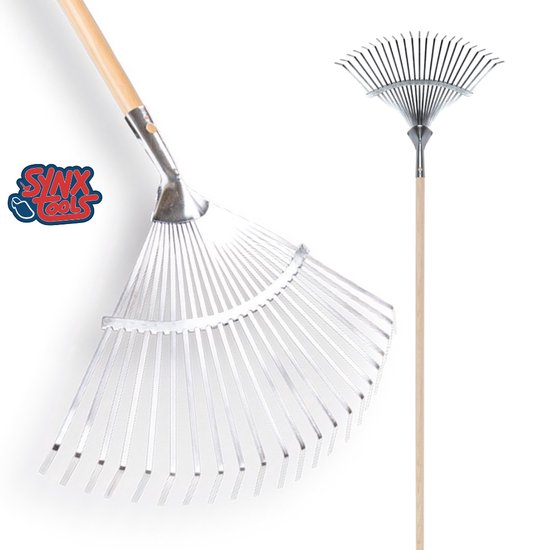 Synx Tools Bladhark 22 Tanden Metaal - Gazonhark - Bladhark - Harken - hark met steel 160 cm -Hark van Synx Tools