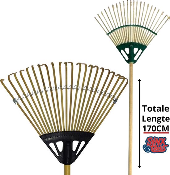 Synx Tools Gazonhark Bamboe hark - Bladhark - Bodembewerkers - Harken - Gazon 460x330 mm - Incl. Steel 140 cm van Synx Tools