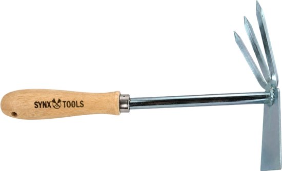 Synx Tools Handschoffel met Drie tanden- Mini tuingereedschap - Onkruidverwijderaar - Handgereedschap - Moestuin benodigheden van Synx Tools