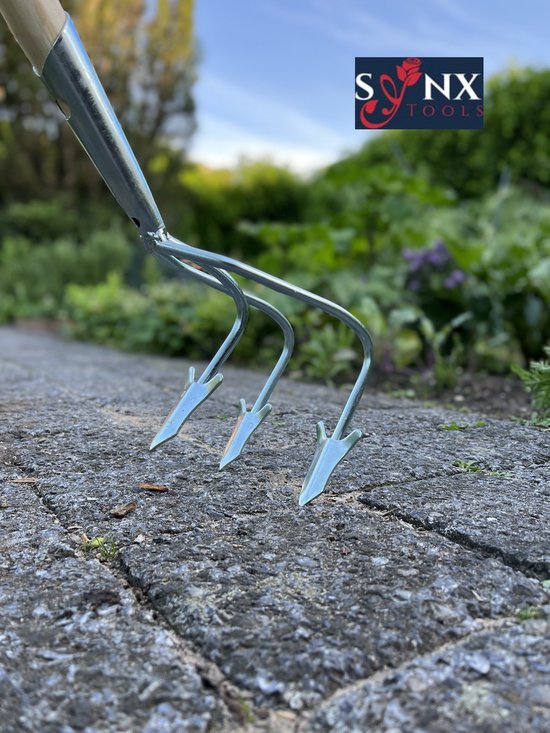Synx Tools hark - Cultivator - 3 tanden - Verzinkt - Bodembewerkers - Harken - Tuingereedschap / Grondwoelers - Incl. Steel 150cm van Synx Tools