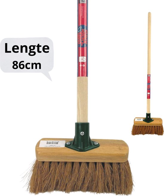 Synx Tools Junior Kinderbezem Cocos Binnenbezem - Bezems / Zaalveger - Buitenspeelgoed - tuinierspeelgoed - Schepjes - Kinderen - Met houten Steel 86 cm van Synx Tools