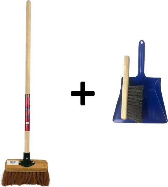 Synx Tools Junior Kinderbezem Cocos set 3 delig - Bezems / Zaalveger - Buitenspeelgoed - tuinierspeelgoed - Schepjes - Kinderen - Met houten Steel 86 cm van Synx Tools