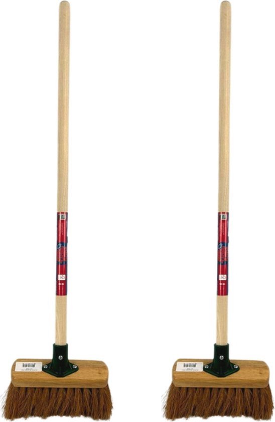 Synx Tools Kinderbezem Cocos set van 2 - Bezems - Buitenspeelgoed / Speelgoed incl. Steel 57cm - tuinierspeelgoed - Schepjes - Kinderen - Totale lengte 86 cm van Synx Tools