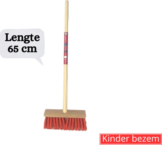 Synx Tools Kinderbezem Nylon Junior - Bezems - Buitenspeelgoed / Speelgoed incl. Steel 57cm - tuinierspeelgoed - Schepjes - Kinderen - Totale lengte 65cm van Synx Tools