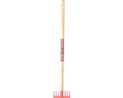 Synx Tools Mini Tuinhark 8 tanden - Rood - verzinkt mini Hark - Harken - Bladharken - Bodembewerkers - Onkruidverwijderaar - Tuinartikelen - Compleet Incl. 75cm steel van Synx Tool