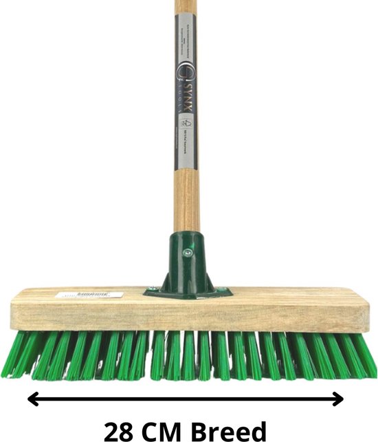 Synx Tools Mos & Tegelborstel 28cm - Bezem - Bezems - Mosbezem - bezem met Steel 150 cm - Schrobbezem - Mos - Onkruidborstel - Harde Borstel-Vloerschrobborstel van Synx Tools