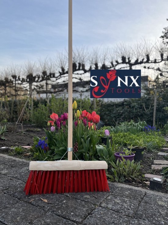 Synx Tools Nylon Gemeente bezem 45 cm - Straatbezem / Stadsbezem - Met Steel 160 cm - Bezemsteel - Bezems - Schrobborstels - Veger - Buitenbezem -Tuinbezem van Synx Tools