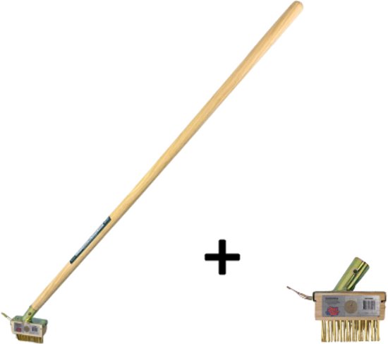 Synx Tools Onkruidborstel met schraper + Extra Borstel met schraper - Onkruidkrabber - Onkruidborstel - krabbers / schrapers - Voegenborstels -Voegenkrabbers - Onkruidverwijderaar Met 2x houders en 1x steel 110cm van Synx Tools