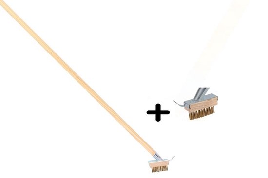 Synx Tools Onkruidborstel met schraper + Extra Borstel met schraper - Onkruidkrabber - Onkruidborstel - krabbers / schrapers - Voegenborstels -Voegenkrabbers - Onkruidverwijderaar Met 2x houders en 1x steel 160cm van Synx Tools
