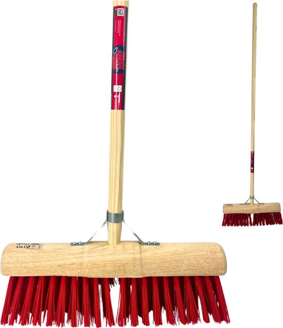Synx Tools Prof Gemeente Bezem Nylon 45 cm - Wegenbouwbezem - Straatbezem - Stadsbezem - Harde natuurvezels - veger - Bezems buitenbezem - Tuinbezem - incl. Steel 150 cm van Synx Tools