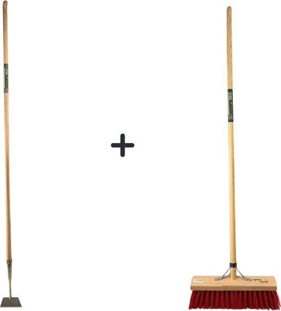 Synx Tools Rechte Schoffel 12cm met Staal 160cm + Nylon Straatbezem 40cm - Rechte Schoffel 12cm - Buitenbezem van Synx Tools