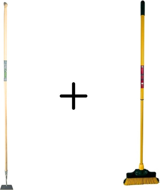 Synx Tools Rechte schoffel 14cm & Synx Tools Klauwbezem 28cm - Onkruidverwijderaar - 160 cm steel met hilt - Telescopische steel 70 - 140cm van Synx Tools
