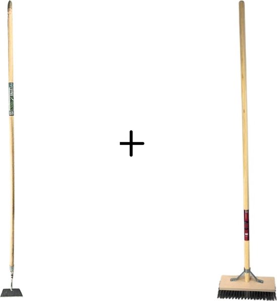 Synx Tools Rechte schoffel 16cm + Staaldraadbezem Bezem Met Steel 150 CM - Buitenbezem - Schoffel - 170cm Staal Met Hilt van Merkloos	