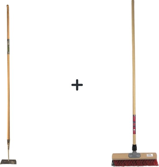 Synx Tools Rechte Schoffel 18 cm +X Bezem 40cm - 160cm Staal met Handvat - Schoffel - Nylon van Synx Tools