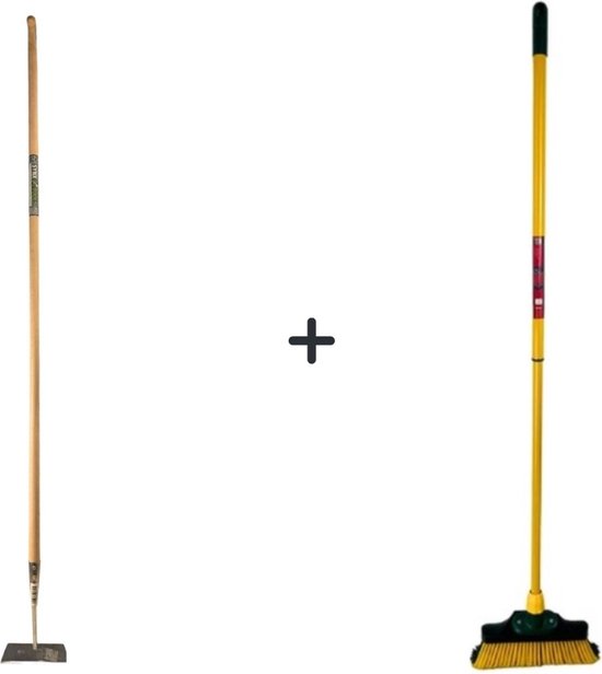 Synx Tools Rechte Schoffel 18cm + Klauwbezem 28cm - Hilt met Steel 160cm - Telescopische steel 70 - 140cm van Merkloos	