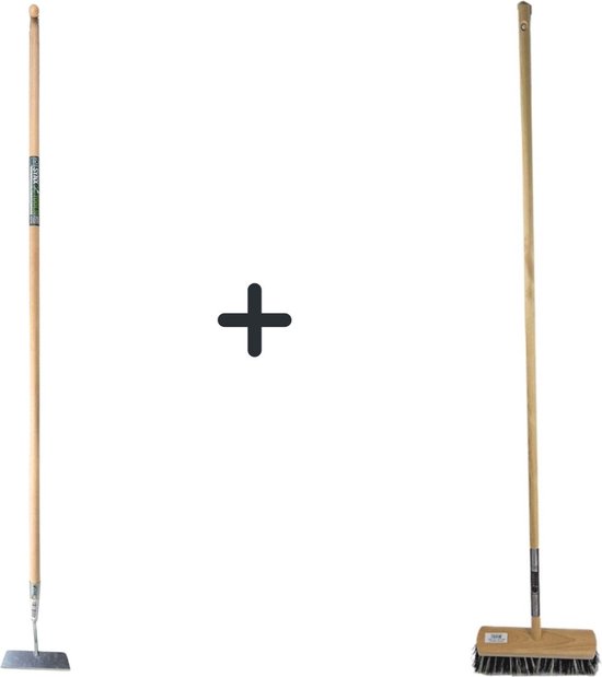 Synx Tools Rechte Schoffel 20cm Met Steel 160cm + Harde Bezem Old Dutchie - Schoffel - Buiten Bezem - Met Steel 160cm van Synx Tools