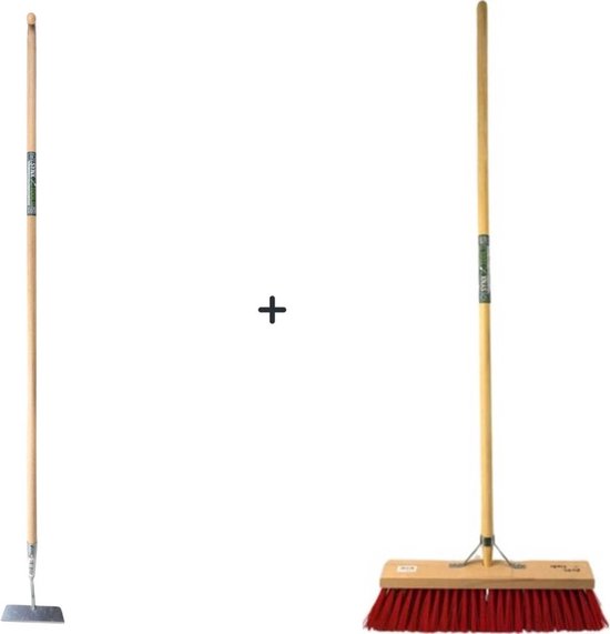 Synx Tools Rechte Schoffel Met 160cm Steel en Nylon Straatbezem 40cm - Buitenbezem - Schoffel - Met steel 160cm van Merkloos	