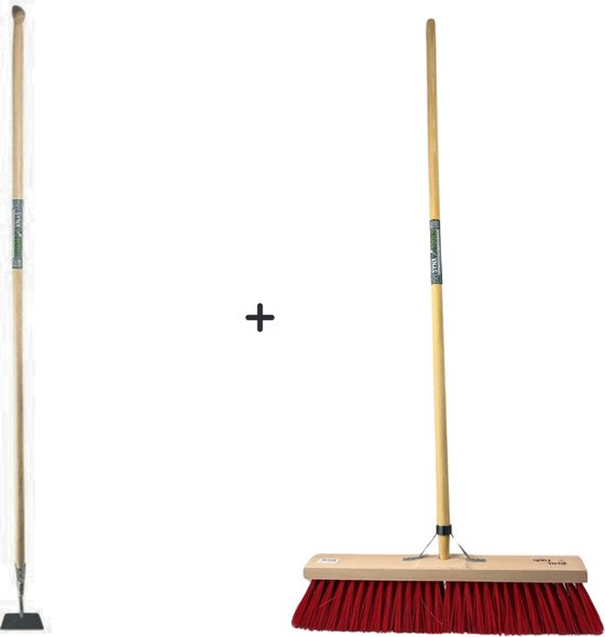 Synx Tools Rechte Schoffel Met 160cm Steel en Nylon Straatbezem 60cm - Buitenbezem - Schoffel - Met Steel 160cm
