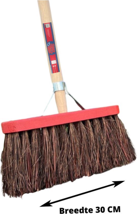 Synx Tools StadsBezem Bassin - 30cm - Rode kap - Straatbezem - Buiten bezem / veger - Schoonmaakartikel - Bezems met steel 150 cm van Synx Tools