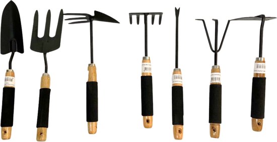 Synx Tools Tuingereedschap Set 7 delig -TuingereedschapSet - Schep Hand - Mini schoffel met klauwen - Harkje tuinier - Handgereedschap - Moestuin benodigheden van Merkloos	